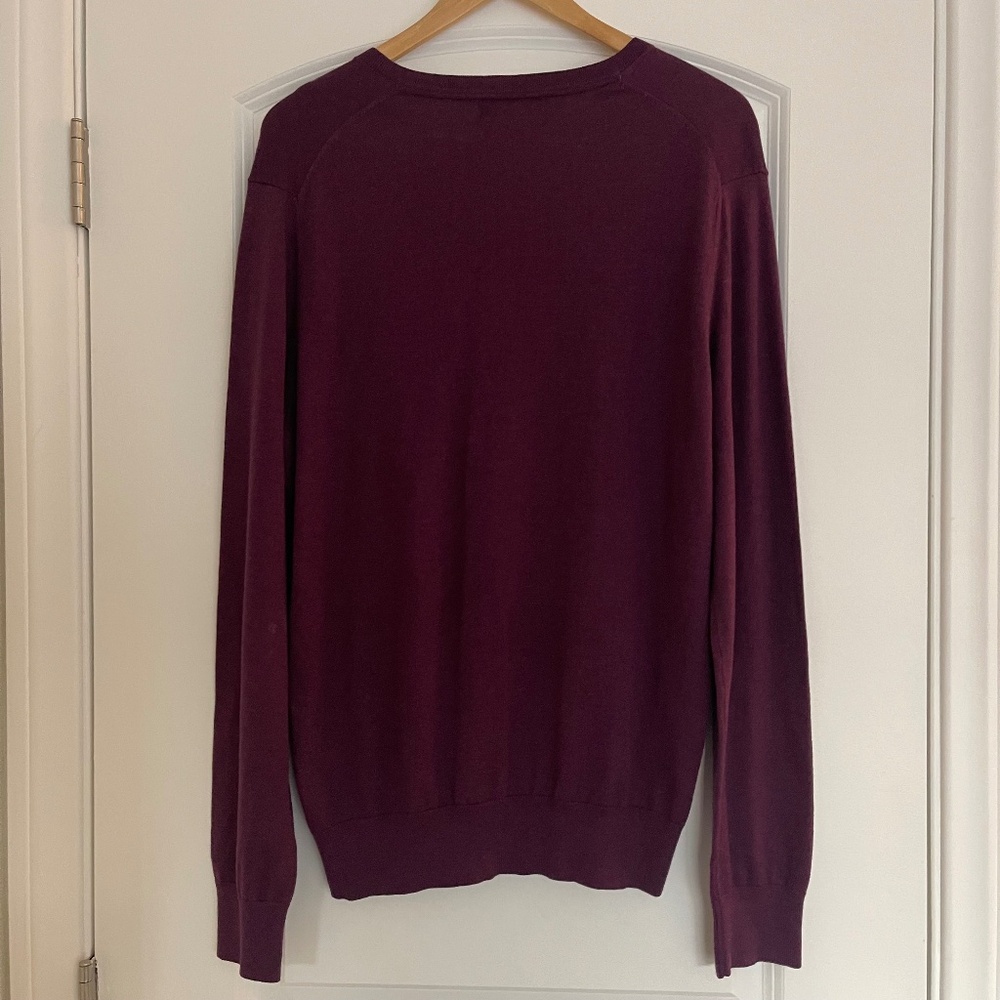 Banana Republic Men's L Luxury Blend Sweater Silk Cashmere Cotton V-Neck Plum - Picture 5 of 6